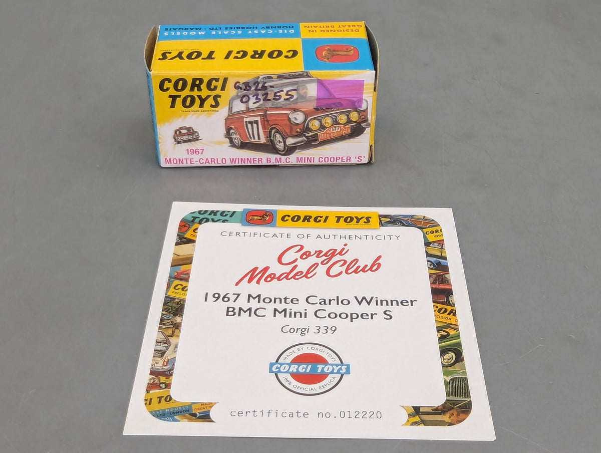 Modellautos 1:43 Corgi Toys 339 BMC Mini Cooper S #177 Replikat Zertifikat OVP