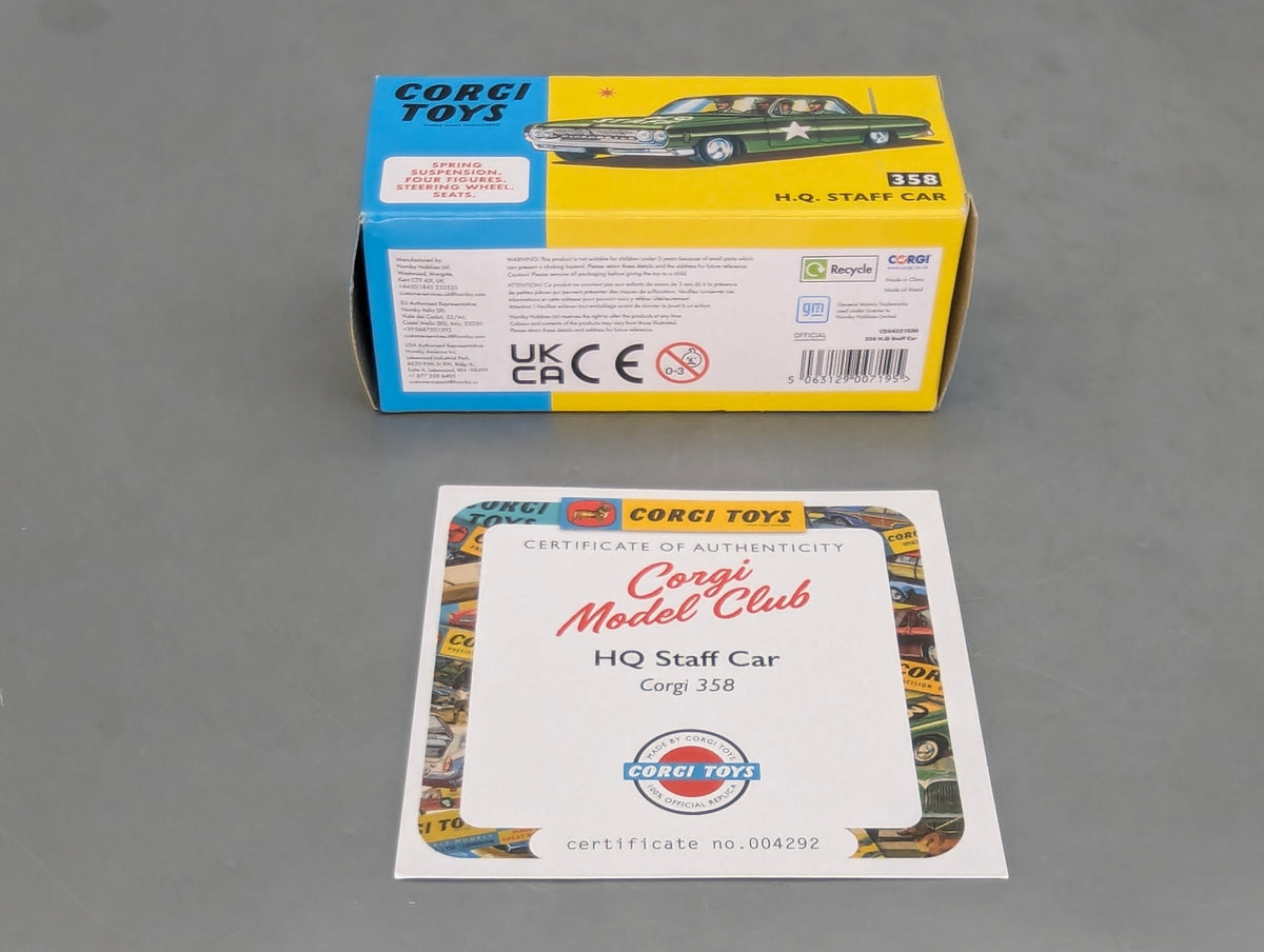 Modellautos 1:43 Corgi Toys 358 Oldsmobile H.Q. Staff Replikat Zertifikat OVP