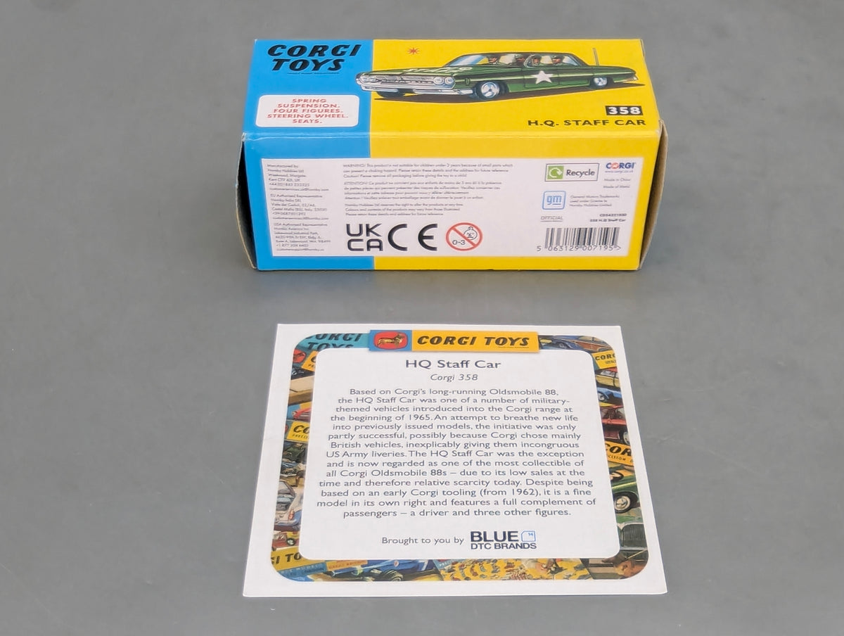 Modellautos 1:43 Corgi Toys 358 Oldsmobile H.Q. Staff Replikat Zertifikat OVP