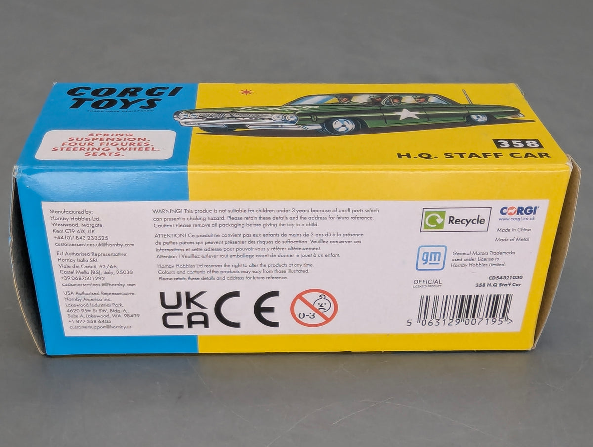 Modellautos 1:43 Corgi Toys 358 Oldsmobile H.Q. Staff Replikat Zertifikat OVP