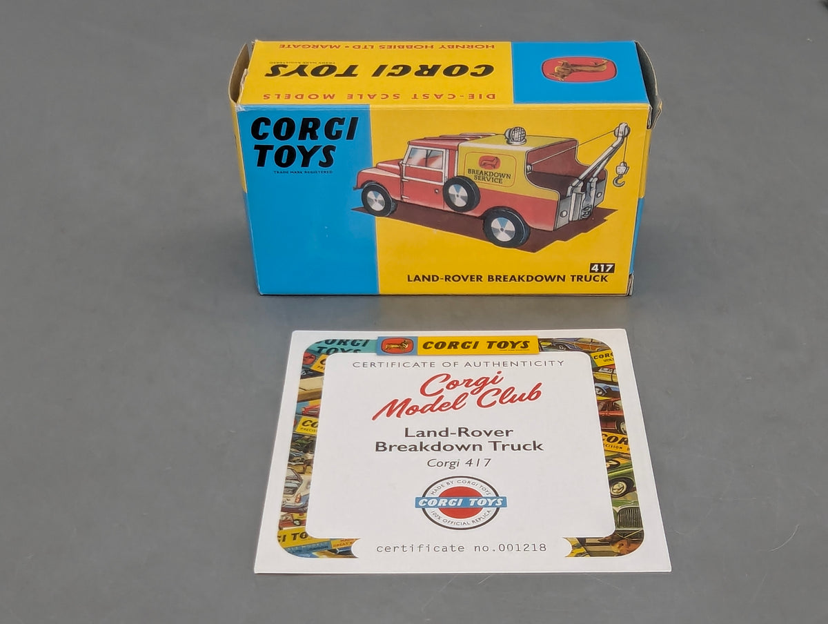 Modellautos 1:43 Corgi Toys 417 Land Rover Breakdown Car Replikat Zertifikat OVP