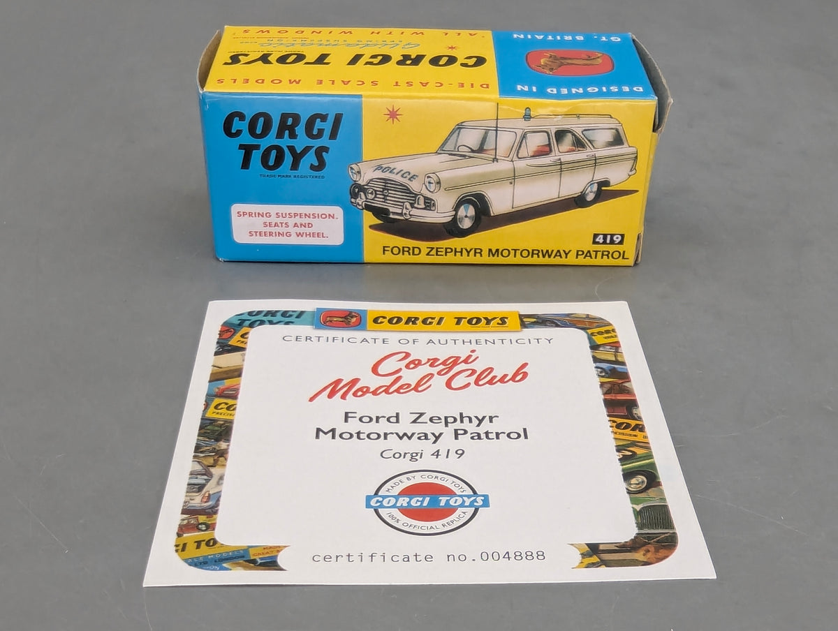 Modellautos 1:43 Corgi Toys Ford Zephyr Motorway Patrol Replikat Zertifikat OVP