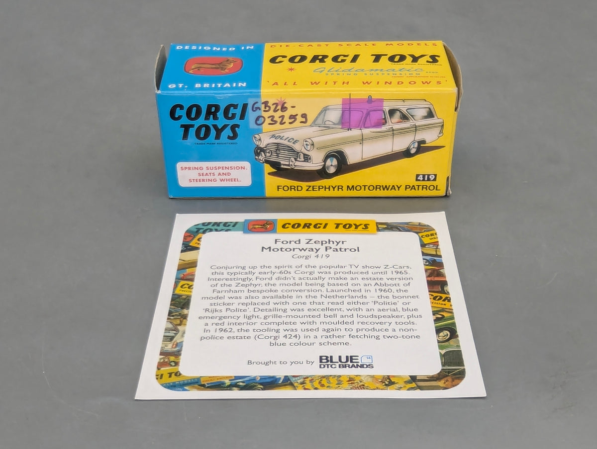 Modellautos 1:43 Corgi Toys Ford Zephyr Motorway Patrol Replikat Zertifikat OVP