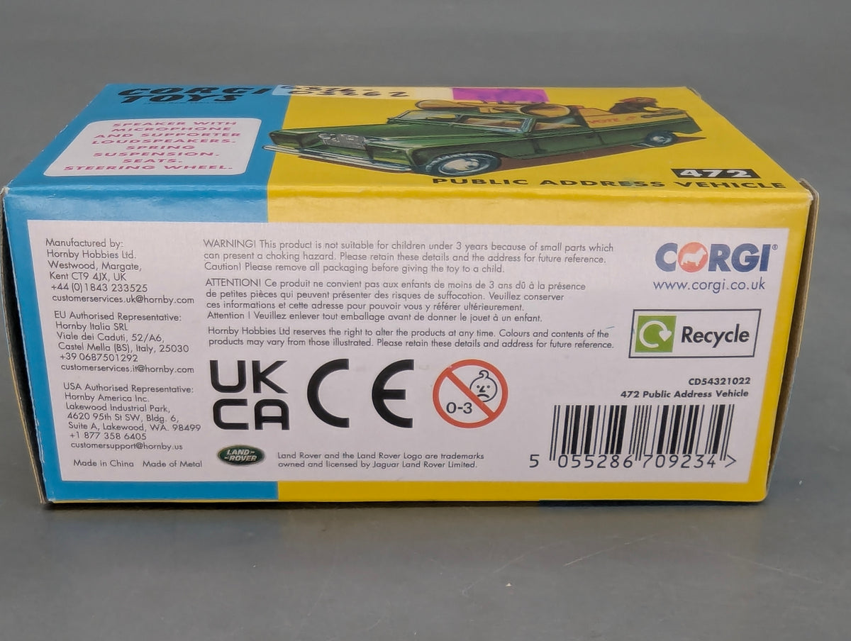 Modellautos 1:43 Corgi Toys 472 Land Rover Public Address Vehicle Replikat OVP
