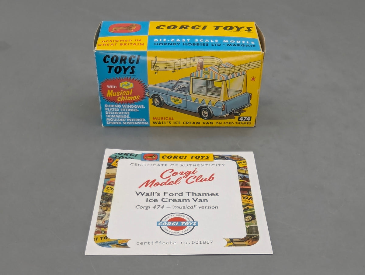 Modellautos 1:43 Corgi Toys Wall's Ford Thames mit Musik Replikat Zertifikat OVP