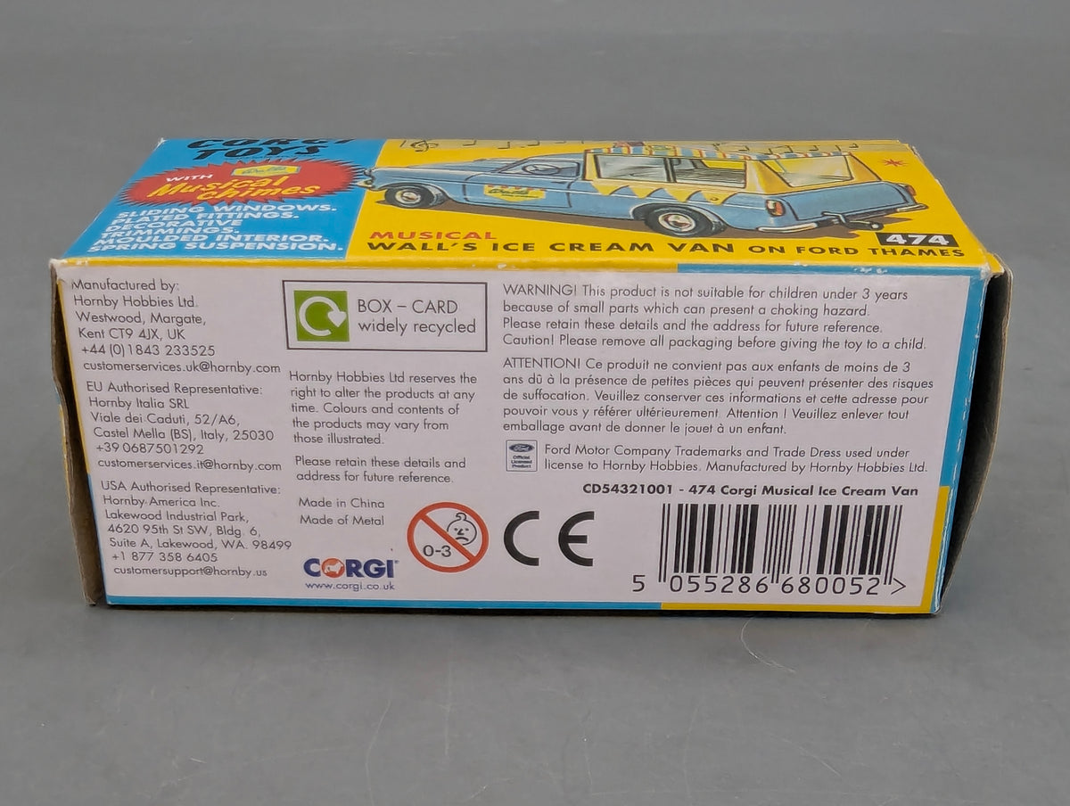 Modellautos 1:43 Corgi Toys Wall's Ford Thames mit Musik Replikat Zertifikat OVP