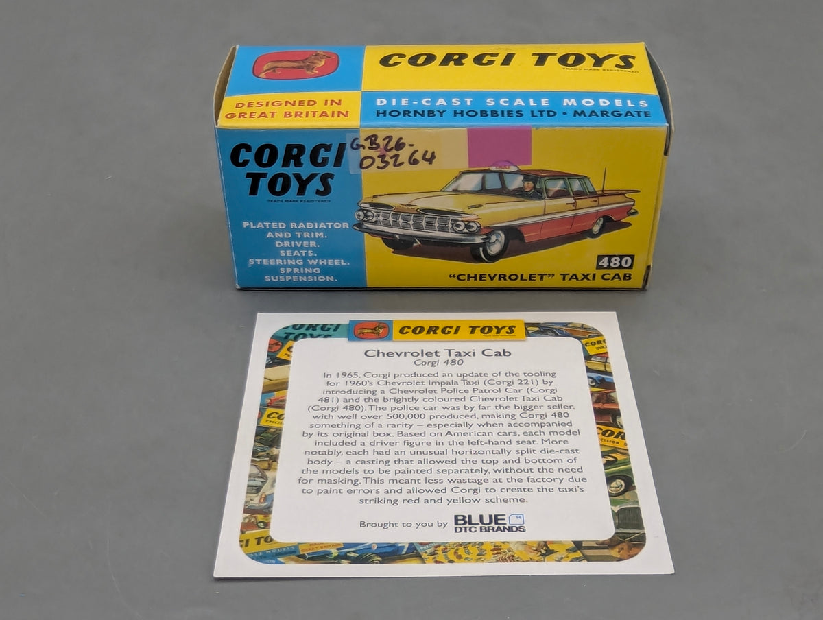 Modellautos 1:43 Corgi Toys 480 Chevrolet Taxi Cab Replikat Zertifikat OVP