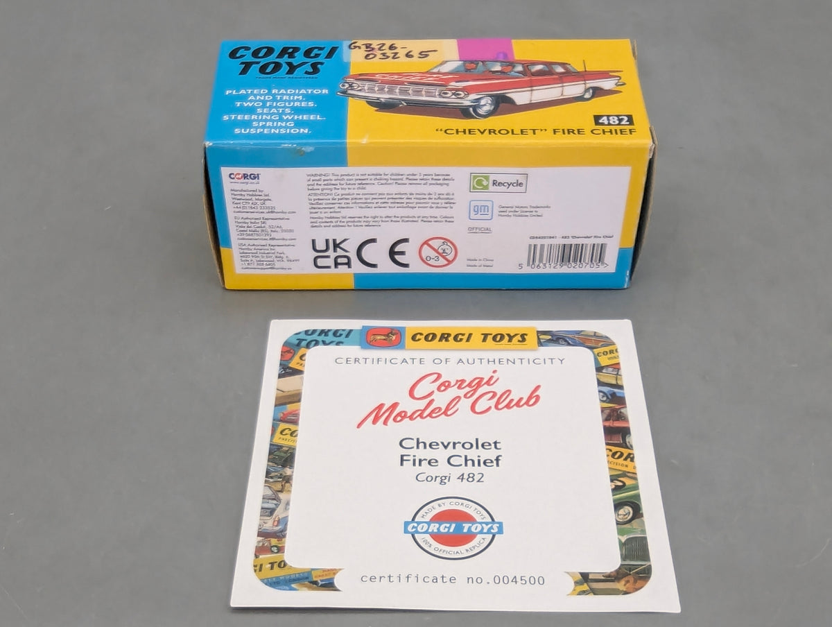Modellautos 1:43 Corgi Toys Chevrolet Fire Chief Replikat Zertifikat OVP