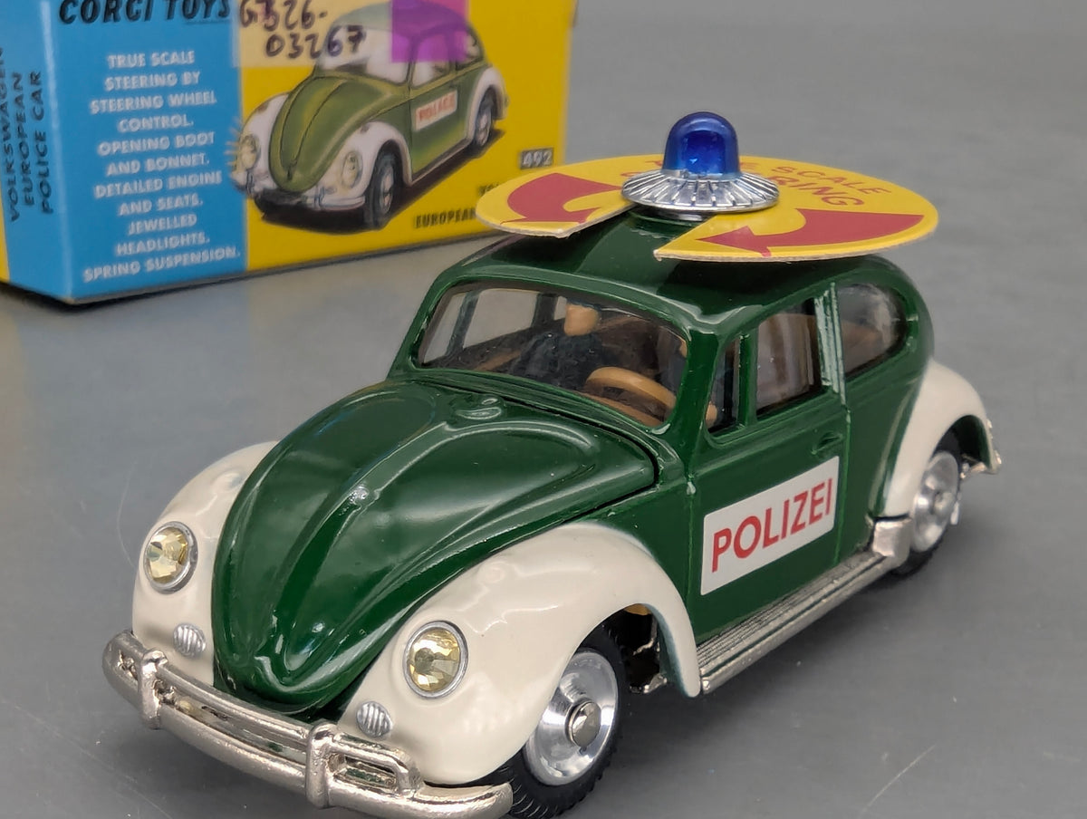 Modellautos 1:43 Corgi Toys 492 VW Käfer 1200 Polizei Replikat Zertifikat OVP