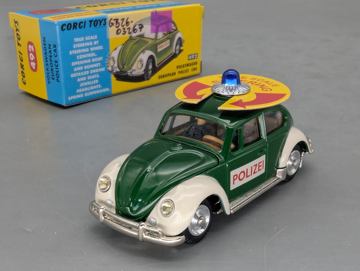 Modellautos 1:43 Corgi Toys 492 VW Käfer 1200 Polizei Replikat Zertifikat OVP