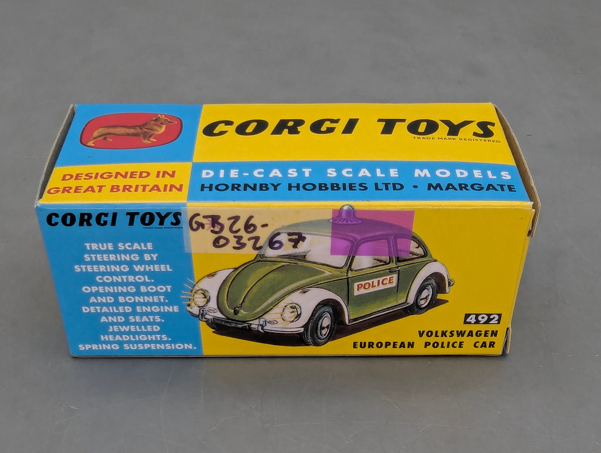Modellautos 1:43 Corgi Toys 492 VW Käfer 1200 Polizei Replikat Zertifikat OVP