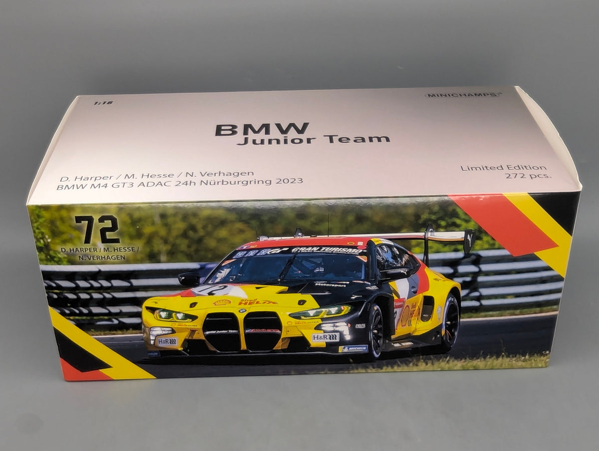 Modellautos 1:18 Minichamps BMW M4 GT3 24h Nbrg 2023 Junior Team #72 mit OVP