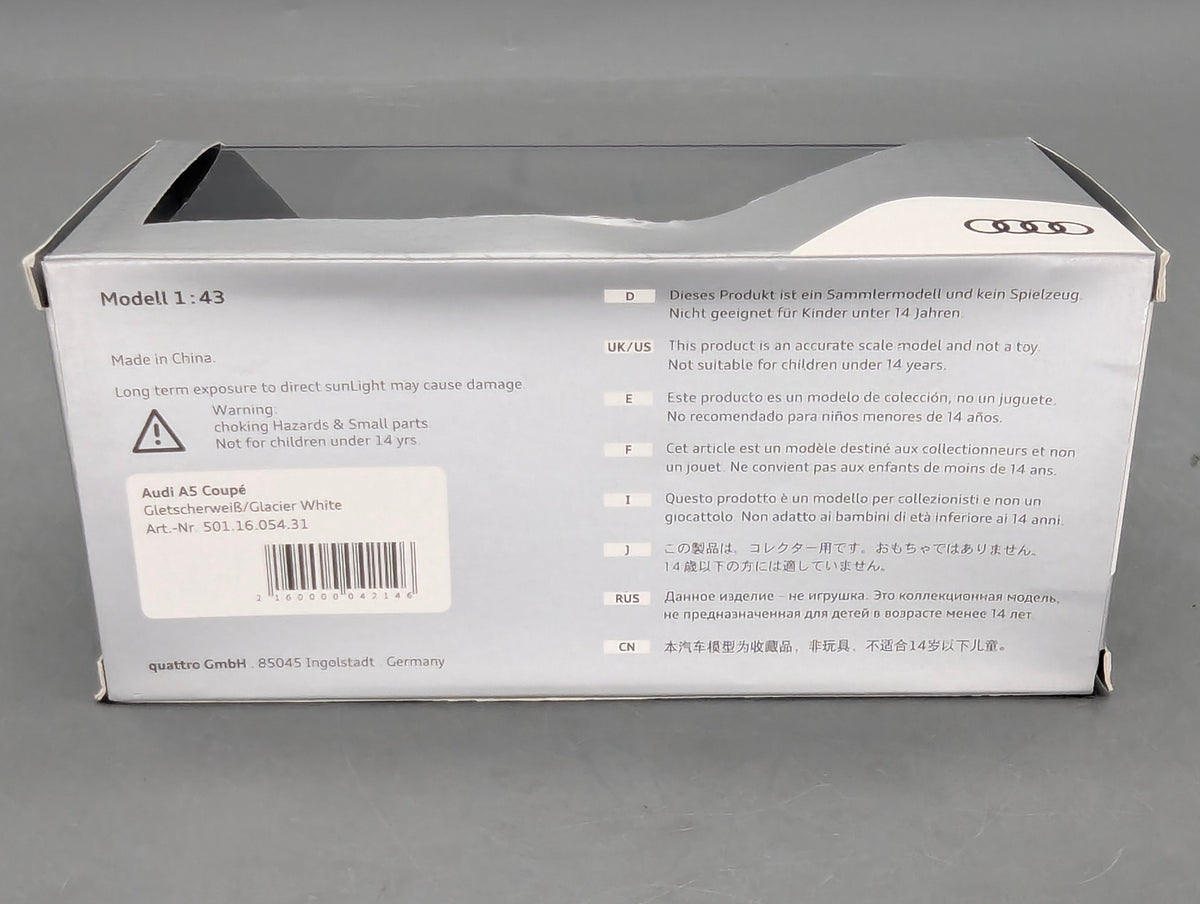 Modellautos 1:43 iScale Audi A5 Coupe Gletscherweiß mit Dealer OVP