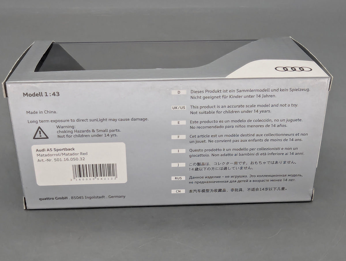 Modellautos 1:43 iScale Audi A5 Sportback Matadorrot mit Dealer OVP