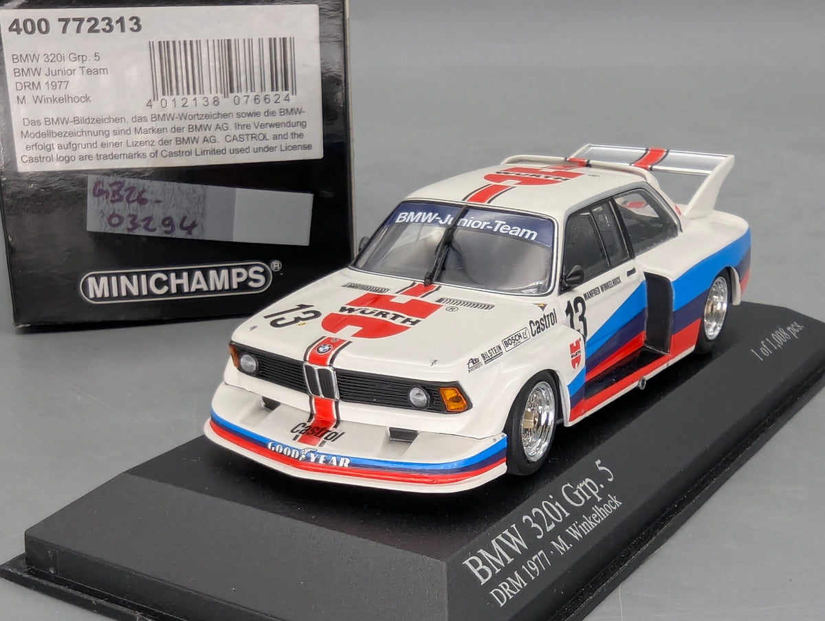 Modellautos 1:43 Minichamps BMW 320i Gpr. 5 DRM 1977 #13 M. Winkelhock mit OVP