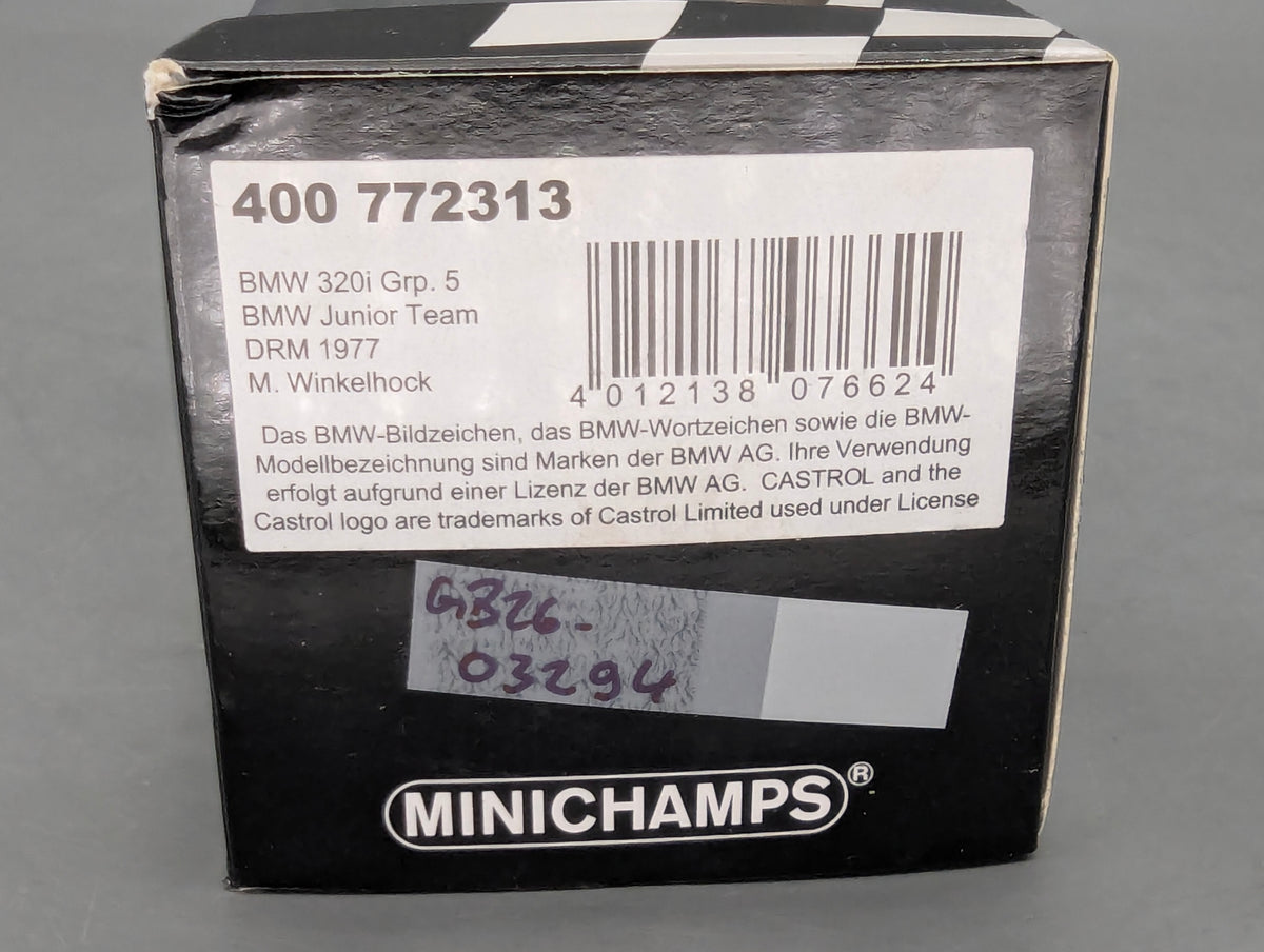 Modellautos 1:43 Minichamps BMW 320i Gpr. 5 DRM 1977 #13 M. Winkelhock mit OVP