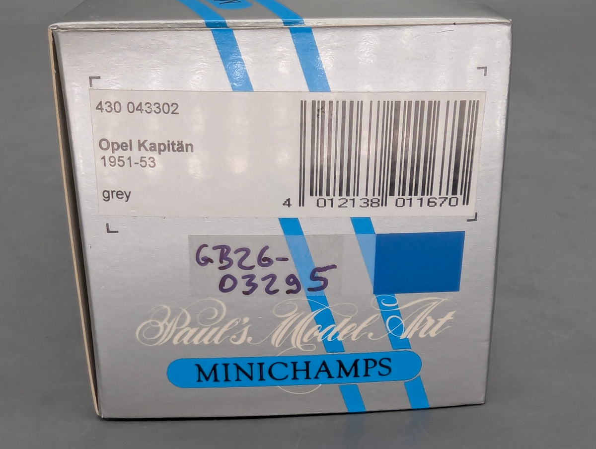 Modellautos 1:43 Minichamps Opel Kapitän 1951 Grau mit OVP