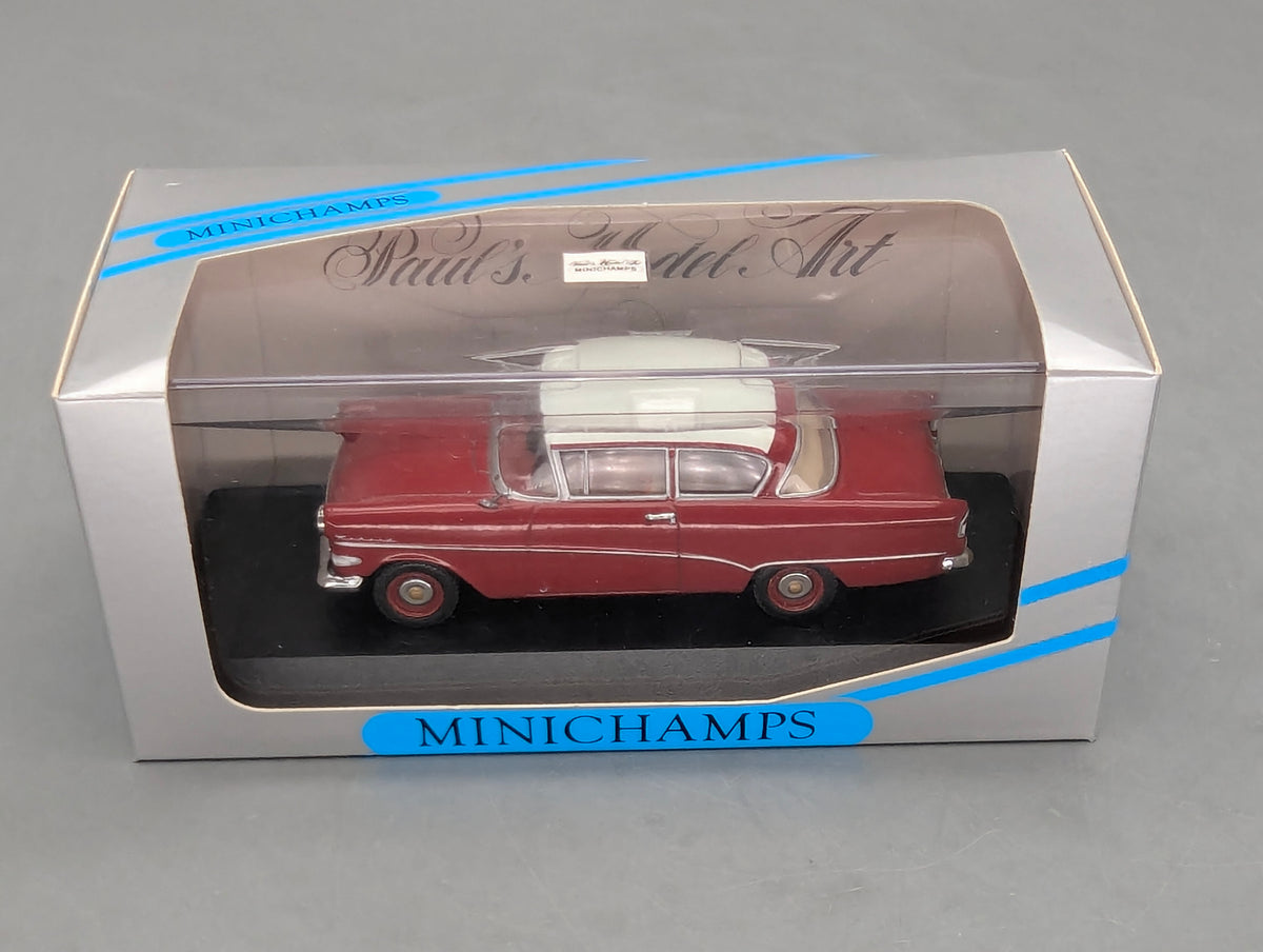 Modellautos 1:43 Minichamps Opel Rekord P1 2-Türer 1958 Rot Weiß mit OVP