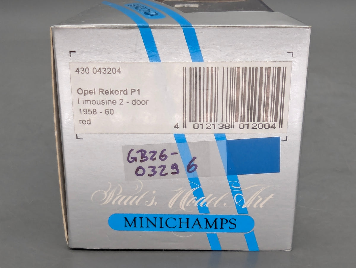 Modellautos 1:43 Minichamps Opel Rekord P1 2-Türer 1958 Rot Weiß mit OVP