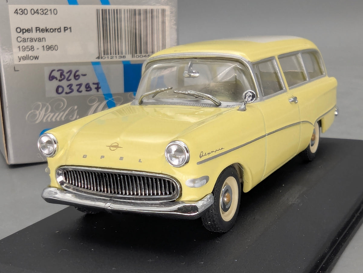 Modellautos 1:43 Minichamps Opel Rekord P1 Caravan 1958 Gelb Weiß mit OVP