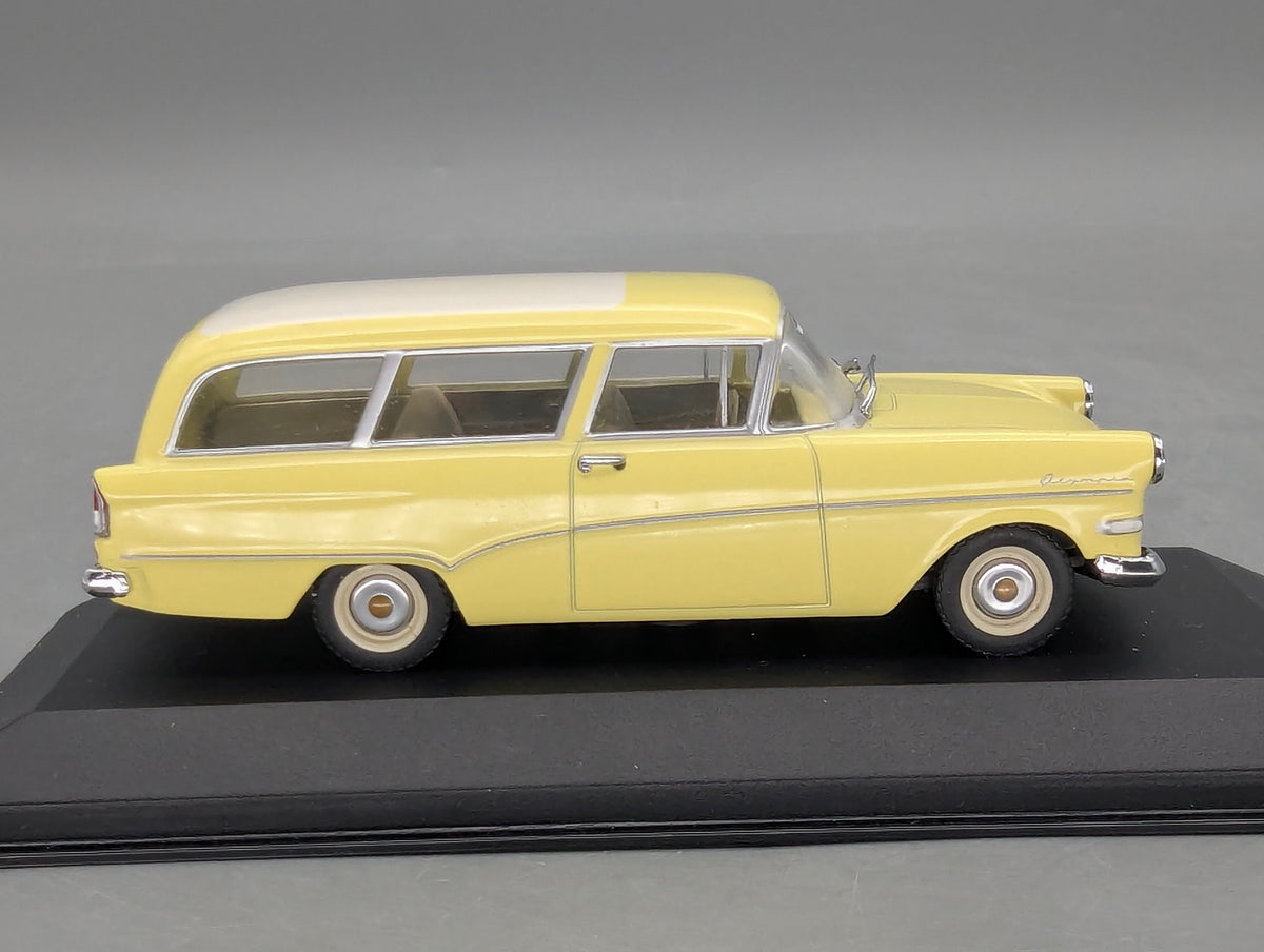 Modellautos 1:43 Minichamps Opel Rekord P1 Caravan 1958 Gelb Weiß mit OVP