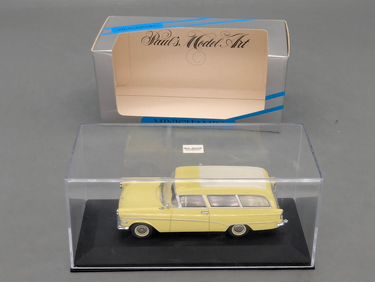 Modellautos 1:43 Minichamps Opel Rekord P1 Caravan 1958 Gelb Weiß mit OVP