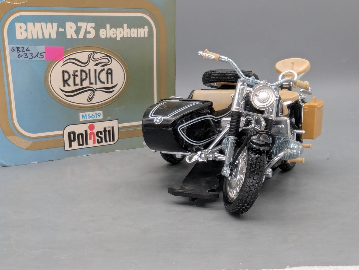 Motorrad Modell 1:15 Tonka Polistil BMW R75 Elephant mit Beiwagen mit OVP