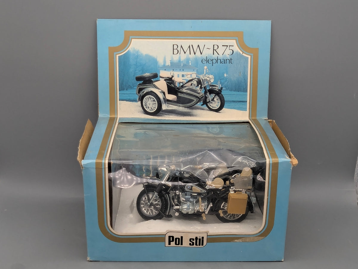 Motorrad Modell 1:15 Tonka Polistil BMW R75 Elephant mit Beiwagen mit OVP