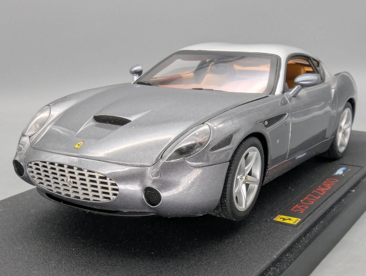 Modellautos 1:18 Hot Wheels Elite Ferrari 575 GTZ Zagato Grau & Silber mit OVP