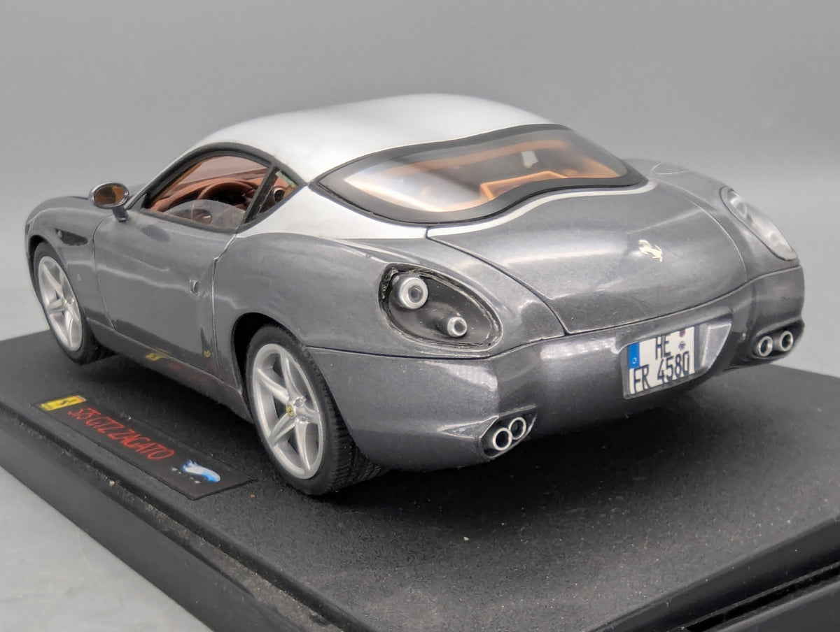 Modellautos 1:18 Hot Wheels Elite Ferrari 575 GTZ Zagato Grau & Silber mit OVP