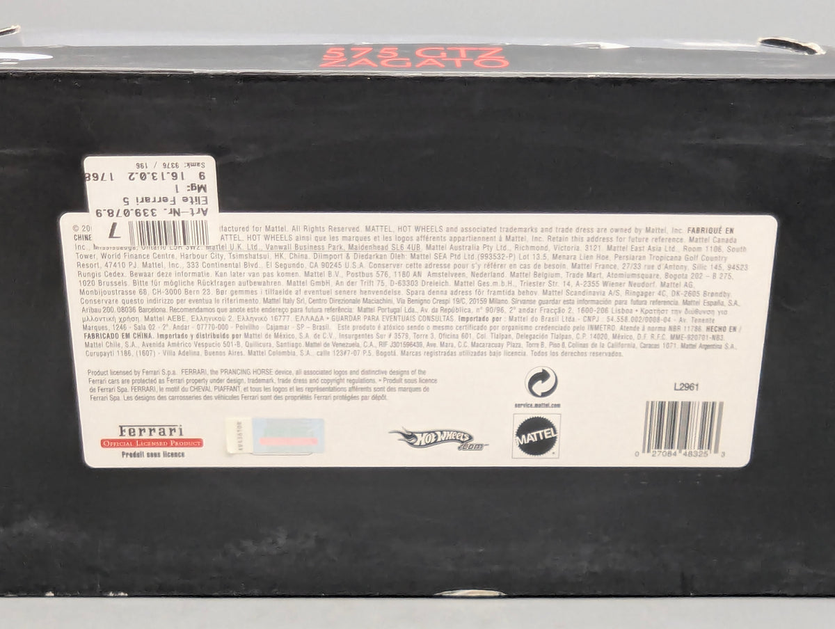 Modellautos 1:18 Hot Wheels Elite Ferrari 575 GTZ Zagato Grau & Silber mit OVP
