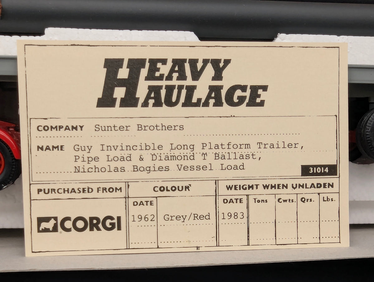 LKW Modell 1:50 Corgi Classics 31014 Guy Invincible Trailer & Diamond & Load OVP