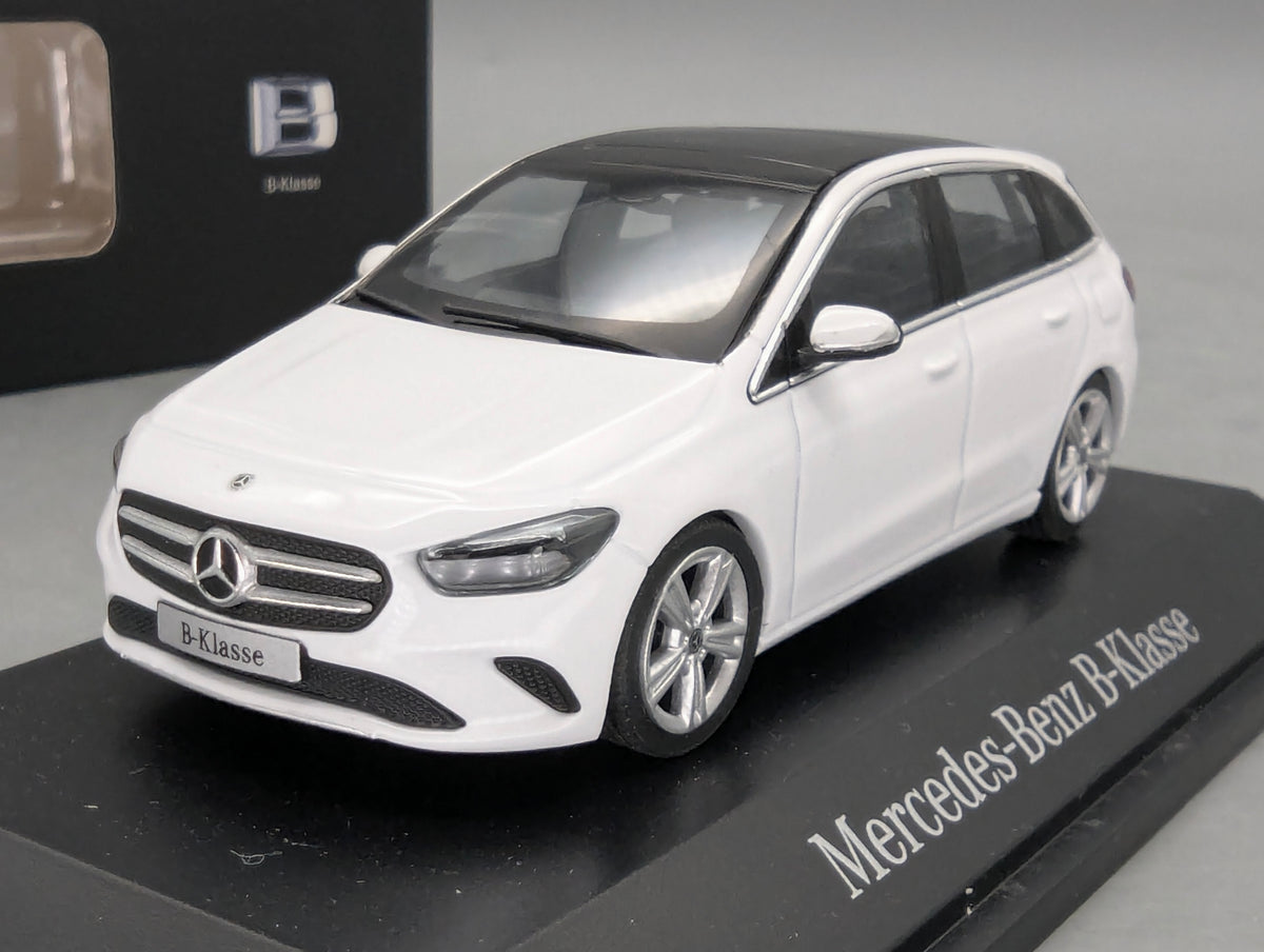 Modellautos 1:43 Herpa Mercedes-Benz B-Klasse Polarweiß mit Dealer OVP