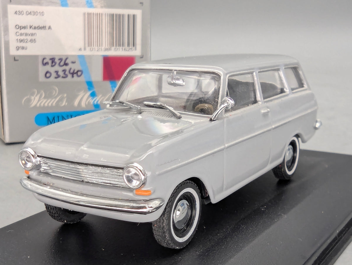 Modellautos 1:43 Minichamps Opel Kadett A Caravan 1962 Grau mit OVP