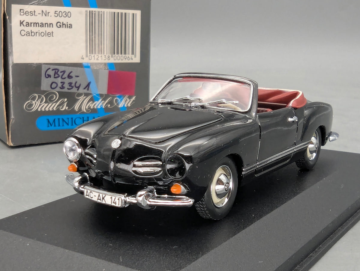 Modellautos 1:43 Minichamps Volkswagen VW Karmann Ghia Cabriolet Schwarz mit OVP