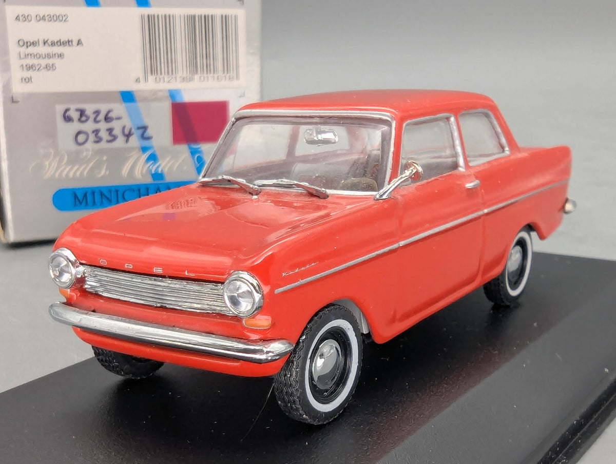 Modellautos 1:43 Minichamps Opel Kadett A Limousine 1962 Rot mit OVP
