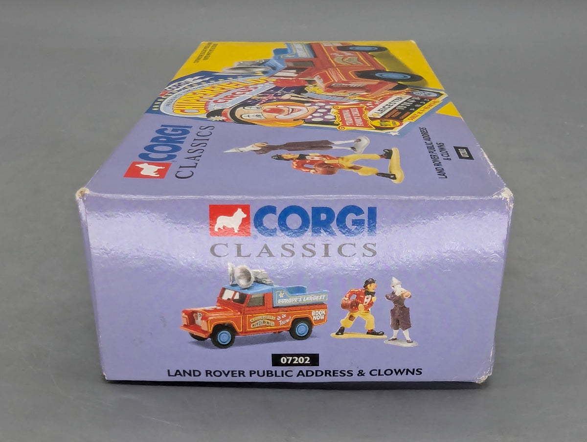 Modellautos 1:43 Corgi Toys 07202 Land Rover Public Address & 2 Clowns OVP