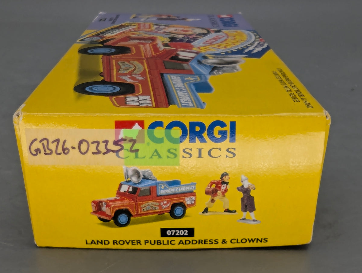 Modellautos 1:43 Corgi Toys 07202 Land Rover Public Address & 2 Clowns OVP