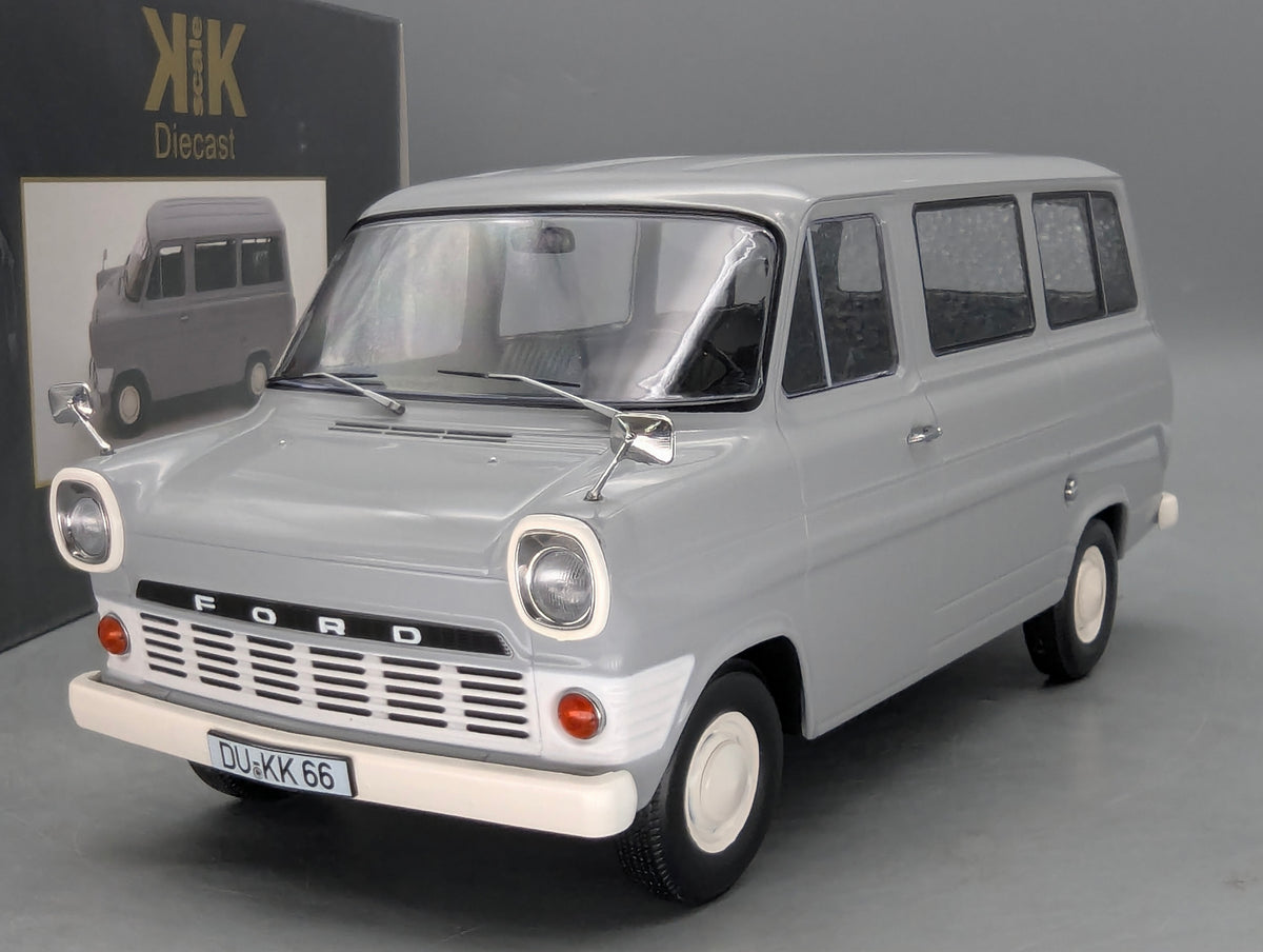 Modellautos 1:18 KK-Scale Ford Transit Bus 1965 Grau mit OVP