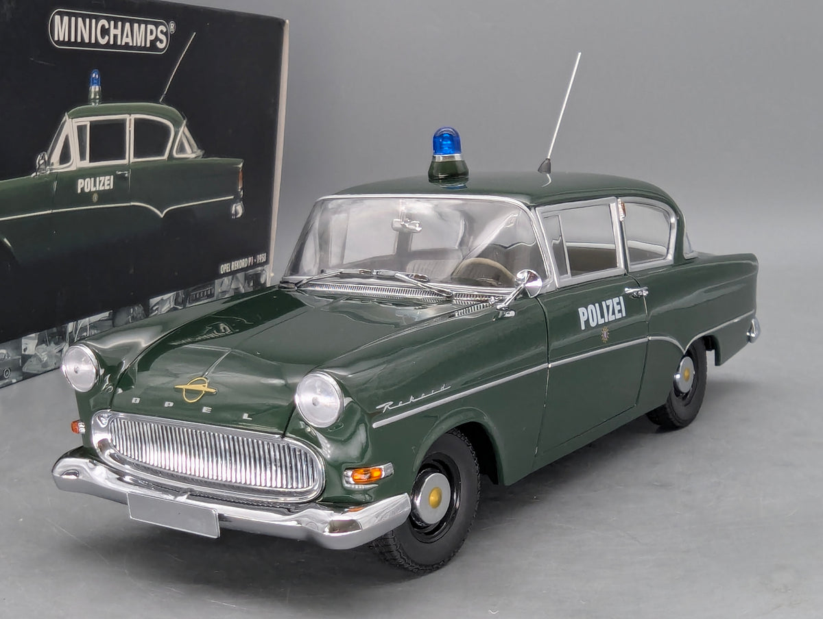 Modellautos 1:18 Minichamps Opel Rekord P1 1958 Polizei mit OVP
