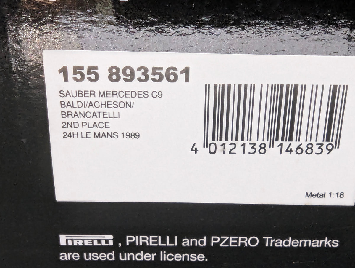 Modellautos 1:18 Minichamps Sauber Mercedes C9 2nd 24h Le Mans 1989 #61 mitOVP