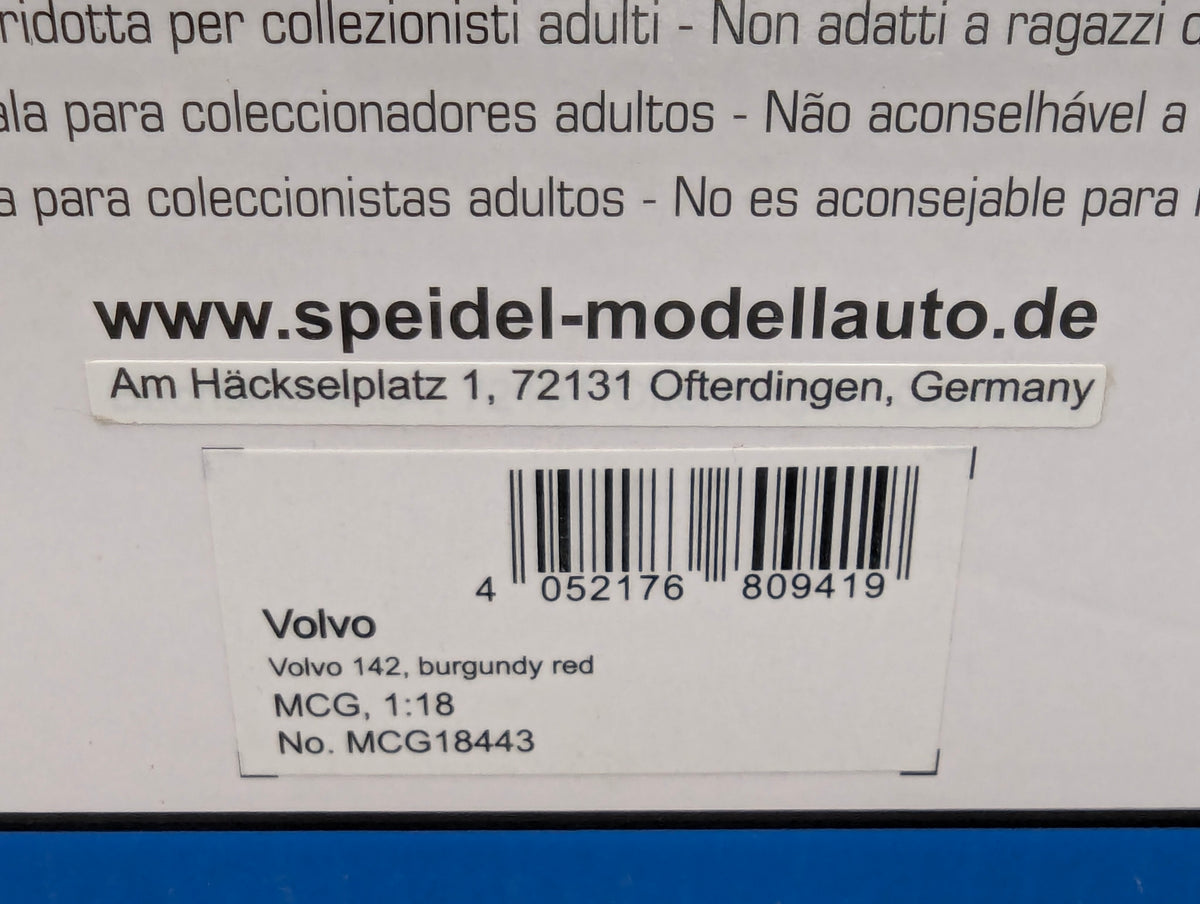 Modellautos 1:18 MCG Modelcar Group 18443 Volvo 142 Burgundy Red mit OVP