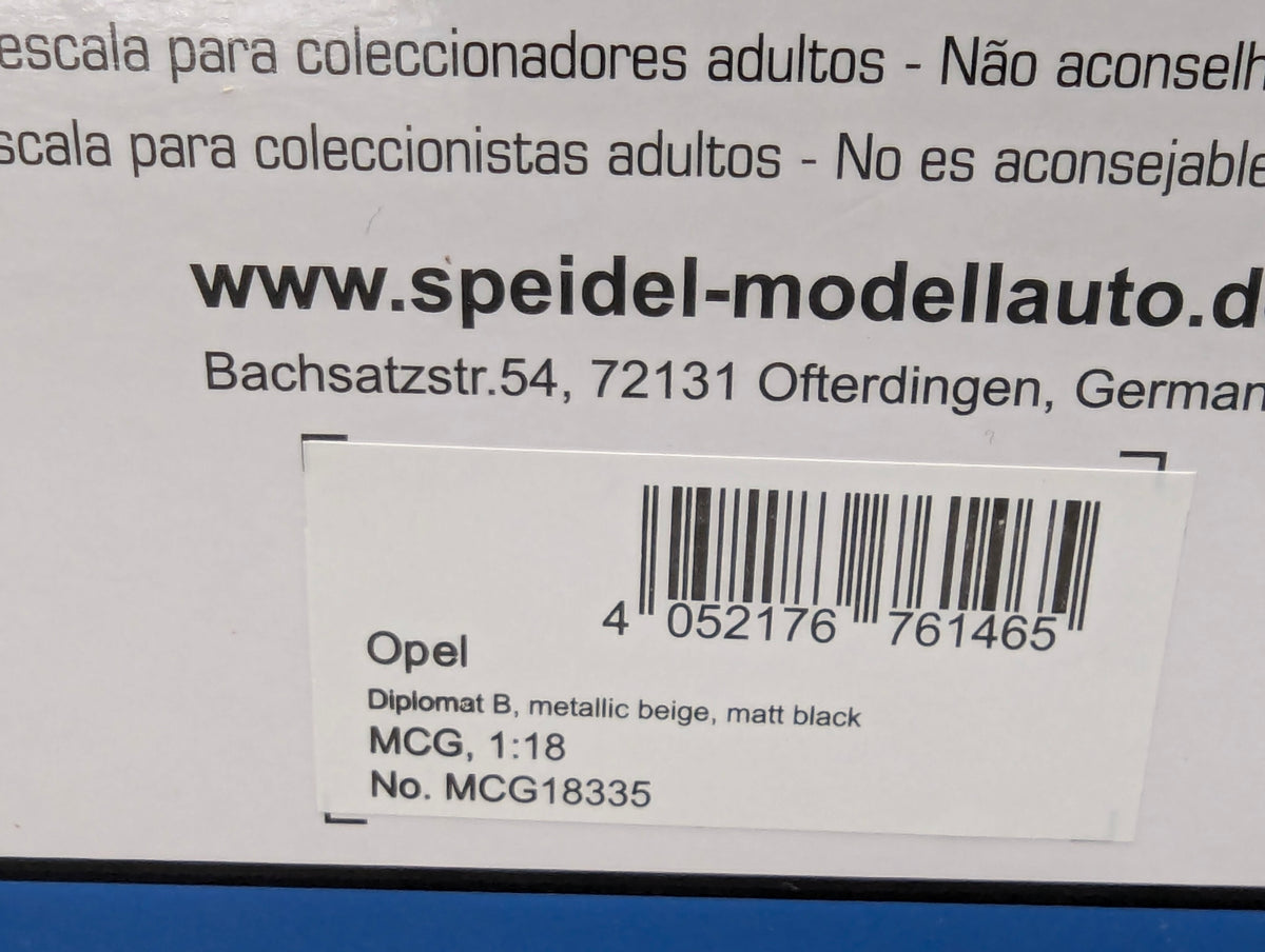 Modellautos 1:18 MCG Modelcar Group 18335 Opel Diplomat B Beige Metallic mit OVP