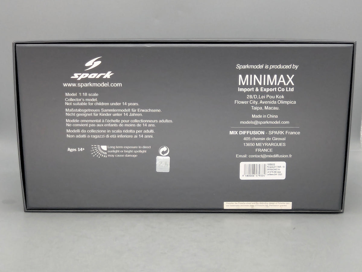 Modellautos 1:18 Spark Porsche 911 RSR-19 24h Le Mans 2023 #86 mit OVP