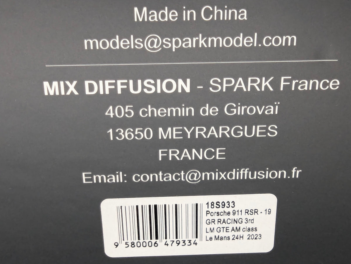 Modellautos 1:18 Spark Porsche 911 RSR-19 24h Le Mans 2023 #86 mit OVP