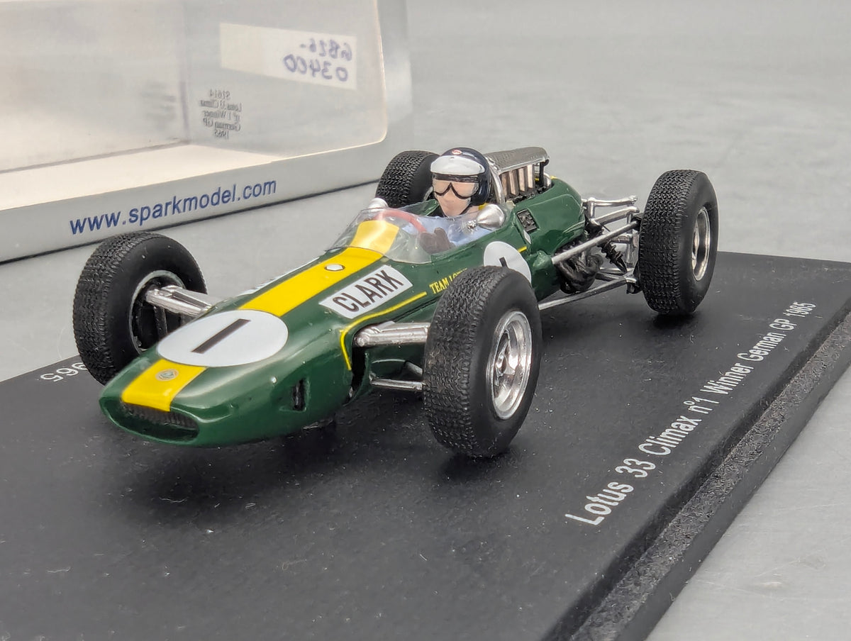 Modellautos 1:43 Spark Lotus 33 Climax WINNER German GP 1965 WC #1 Clark mit OVP