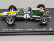 Modellautos 1:43 Spark Lotus 33 Climax WINNER German GP 1965 WC #1 Clark mit OVP