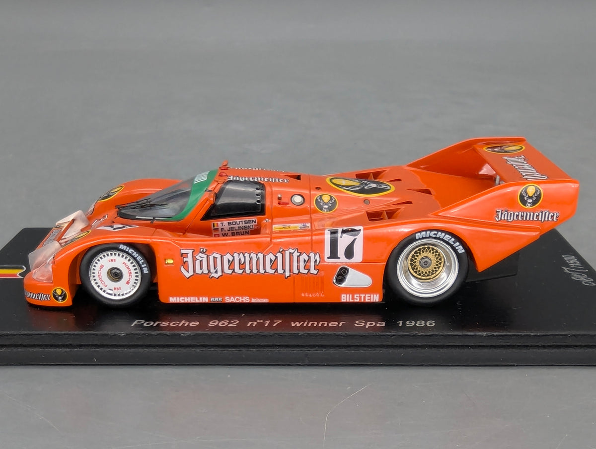 Modellautos 1:43 Spark SB007 Porsche 962 WINNER Spa 1986 #17 Jelinski Boutse OVP