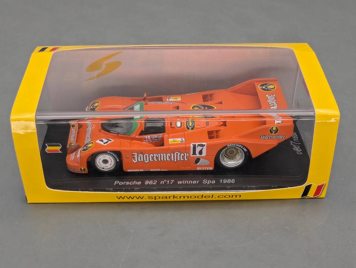 Modellautos 1:43 Spark SB007 Porsche 962 WINNER Spa 1986 #17 Jelinski Boutse OVP