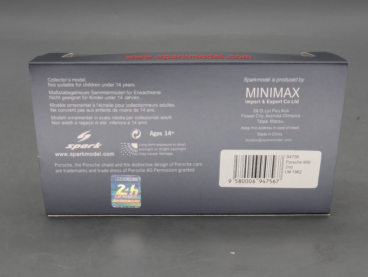 Modellautos 1:43 Spark Porsche 956 2nd 24h Le Mans 1982 #2 J. Mass u. A. mit OVP